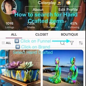 Hand Crafted Items —See listing photo for steps to sort for hand crafted items